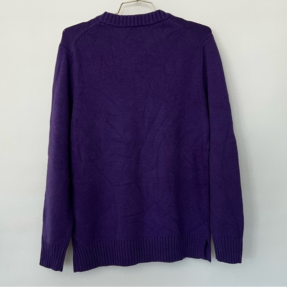 Express Wool Blend V-Neck Sweater Men's Purple Long Sleeve - Picture 2 of 6